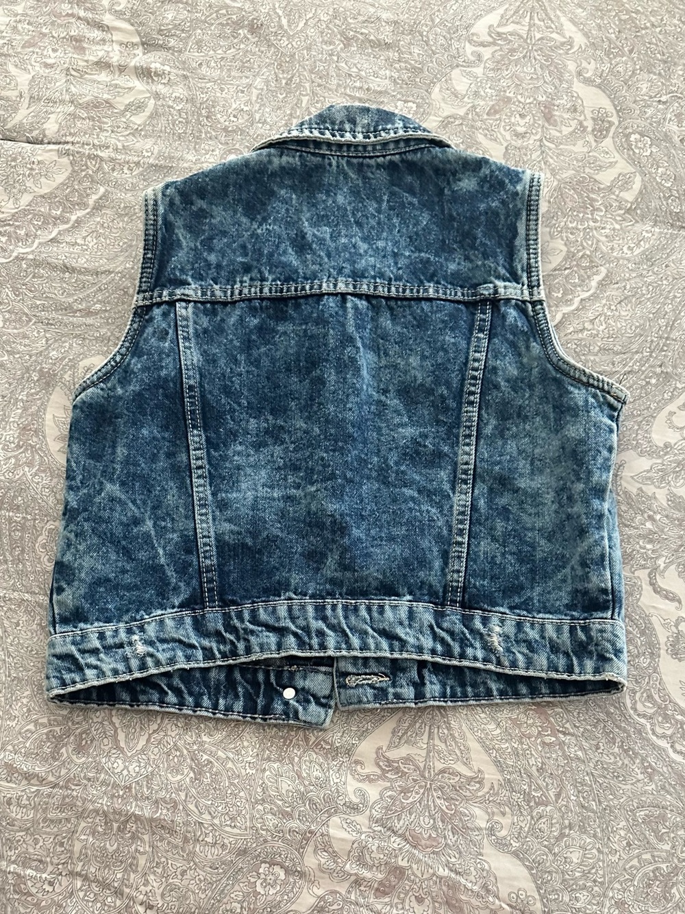 Classic Acid Wash Denim Vest - Blue